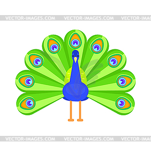 Flat style peacock - vector clip art