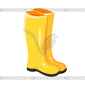 Cartoon style yellow rubber boots - vector clipart