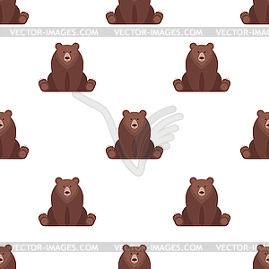 Flat style seamless pattern with bear - vector image