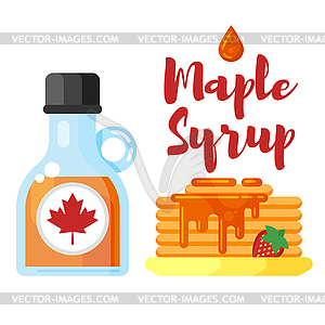 Flat style pancakes with maple syrup - royalty-free vector image