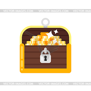 Flat style treasure chest - vector image