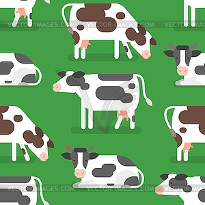 Flat style seamless pattern with cow - vector image