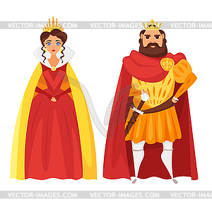 Мультяшном стиле король и королева - векторное изображение EPS