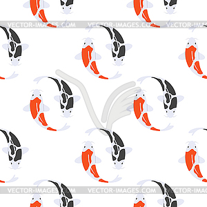 Flat style seamless pattern with Japanese koi fish - vector image