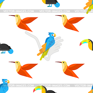 Flat style seamless pattern with parrots - vector clipart
