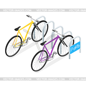 Isometric Bicycle Parking concept - vector clipart