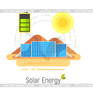 Плоская концепция стиля для экологии солнечной энергии - векторная иллюстрация