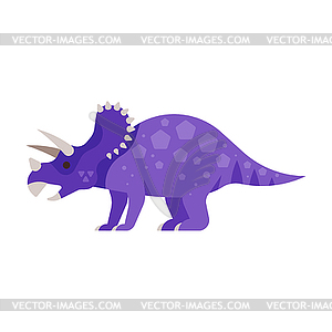 Flat style prehistoric animal - Tricerato - vector image