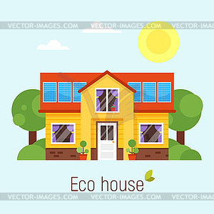 Flat style concept of Eco house - vector image