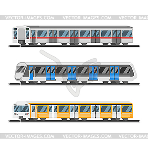 Flat style set of metro trains - vector clipart