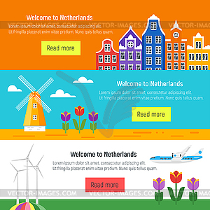 Flat style set of Welcome to Netherlands template - vector image