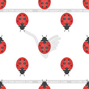 Flat style seamless pattern with ladybug - vector clipart / vector image