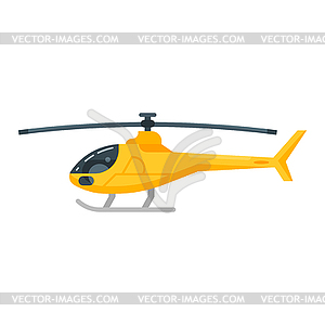 Flat style yellow helicopter - color vector clipart