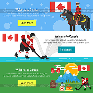 Set of Welcome to Canada template for web banner - color vector clipart