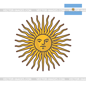 Flat style symbol of Argentina - Sun of May - royalty-free vector clipart