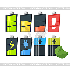 Cartoon style set of batteries. Icon for web - color vector clipart