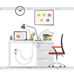 Flat style modern workplace. Job concept - vector clip art