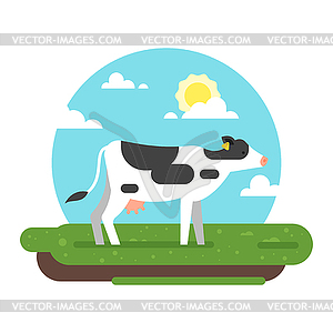 Cow graze in field - royalty-free vector image