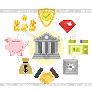 Flat style banking system - vector image