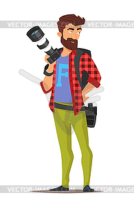 Cartoon style character of photographer - vector image