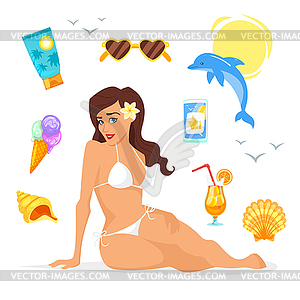 Pretty woman in bikini - vector image