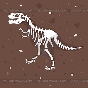 Dinosaur skeleton in ground - vector clipart