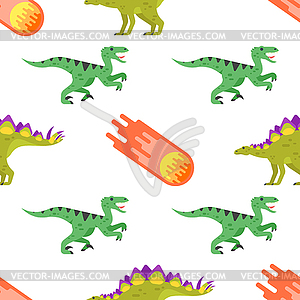 Бесшовный узор с динозаврами - векторизованное изображение клипарта