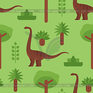 Бесшовный узор с динозаврами - векторное графическое изображение