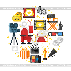 Web banner template design with movie elements - vector clipart