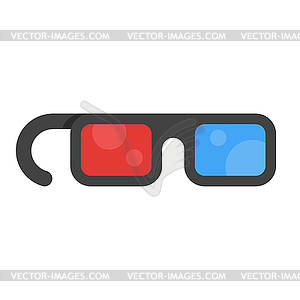Плоский стиль значок 3d фильм очки - клипарт в формате EPS