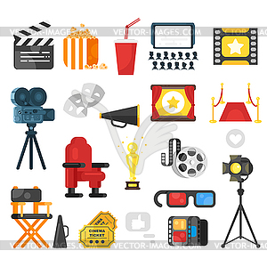 Flat style set of cinema icon - vector image