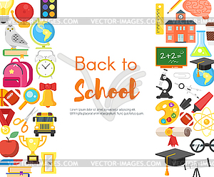 Back to school banner with icons - vector clip art