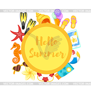 Banner template design with beach elements - vector clip art