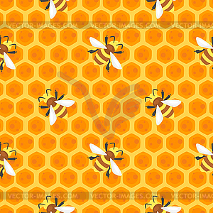 Seamless pattern with bees - vector clip art