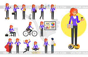 Businesswoman character set - vector clipart / vector image