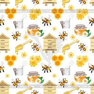 Seamless pattern with honey - vector clip art