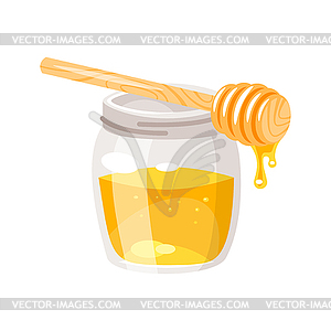 Glass honey jar - vector image