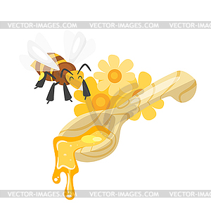 Spoon of sweet honey - vector clip art