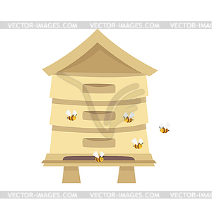 Beehive for beekeeping agriculture - vector clipart