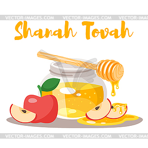 Поздравительная открытка Shanah Tovah - иллюстрация в векторном формате