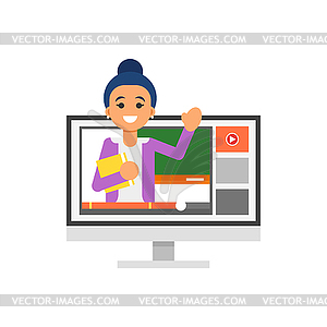 Online schooling - vector image
