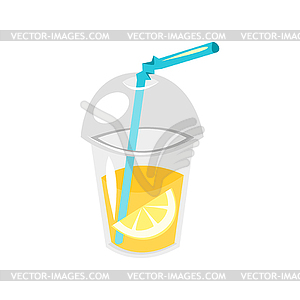 Lemonade in plastic cup - royalty-free vector clipart