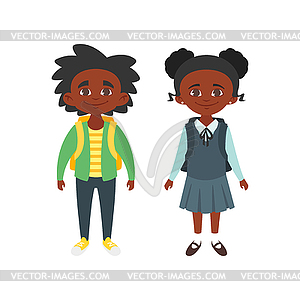 clipart girl and boy school