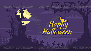 Halloween background with old castle - vector image