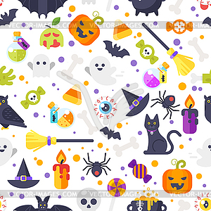 Flat style Halloween pattern - vector clip art