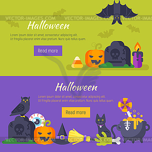 Halloween banner with holiday symbols - royalty-free vector clipart