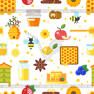 Honey and beekeeping pattern - vector clipart