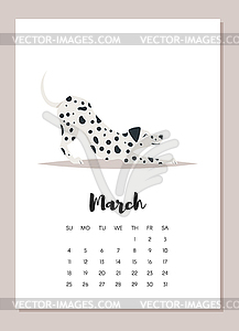 March 2018 year calendar page - vector image