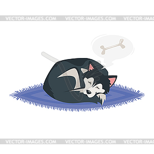 Husky dog sleeping - vector clip art