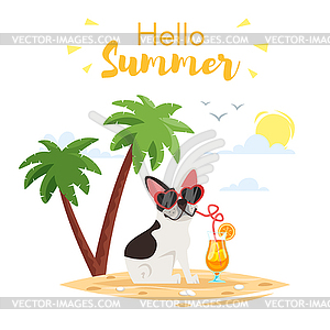 Hello summer bulldog - vector image